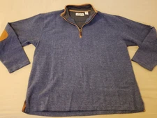 Mens Orvis Quarter Zip Sweater XL Blue Cotton