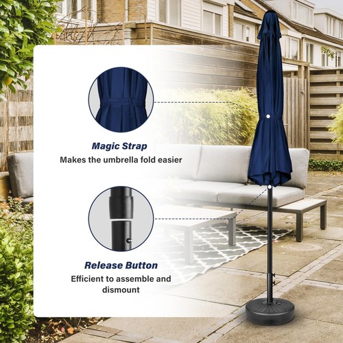 7.5ft Umbrella Outdoor with Push Button Tilt/Crank for Market Dark Blue 2 Pack - Picture 5 of 7