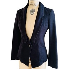 Lily. Wool Fitted Blazer Removable Collar In Black Size Xs