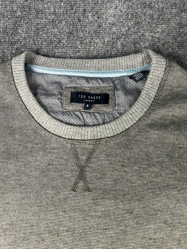 Ted Baker London Adult 5 Pullover Sweater Gray Crew Neck Knit Cotton Blend Men's - Picture 2 of 11