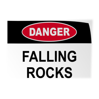 Horizontal Vinyl Stickers Danger Falling Rocks Hazard Construction Safety Danger