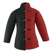 Medieval Gambeson Coat Full Sleeves Thick Padded Jacket Cotton Fabric Armor LARP