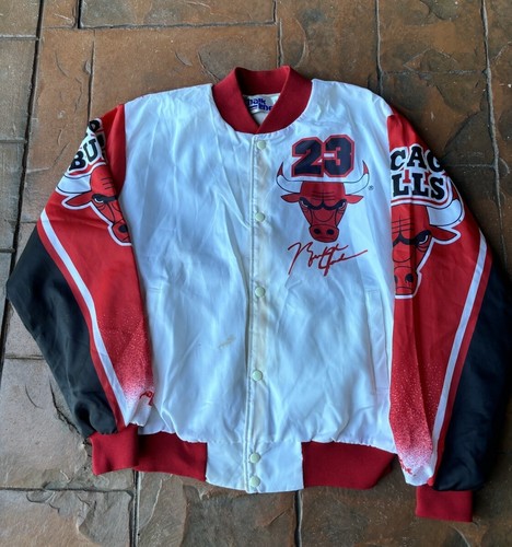 Giacca grande vintage anni 90 Chalkline Michael Jordan Chicago Bulls Varsity USA - Foto 2 di 14
