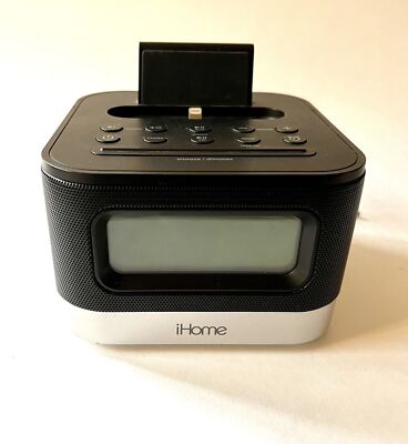 iHome Space Saving Wake Sleep Lighting Dock FM Radio Alarm Clock Speaker  IPL10