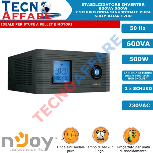 UPS Inverter 500W gruppo protezione stufa a pellet sinusoidale pura Njoy Aira