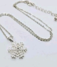 SNOWFLAKE Pendant Christmas Necklace 18 in Silver tone Crystal Accent