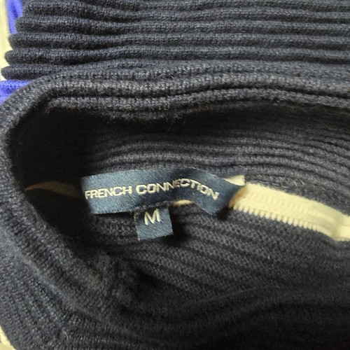 French Connection Womens Jumper Size M Navy Blue Red White Stripe Rib Knit - Picture 11 of 13