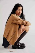 Free People Savanna Women Vegan Jacket Size L Light Brown Relaxed Fit Rrp:228£!