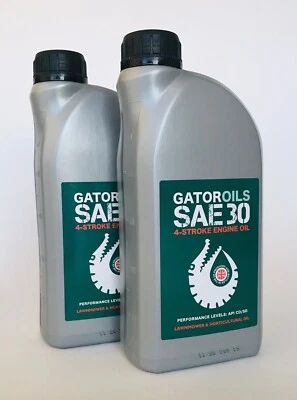 GATOROIL 2 x 1 Litre Gator SAE 30 4 Stroke Lawnmower Oil Briggs & Stratton, Honda etc