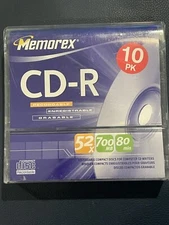 Memorex CD-R, 52x 700MB, 80 Min, 10 Pack Blank Cds - Music Photos NEW & SEALED!
