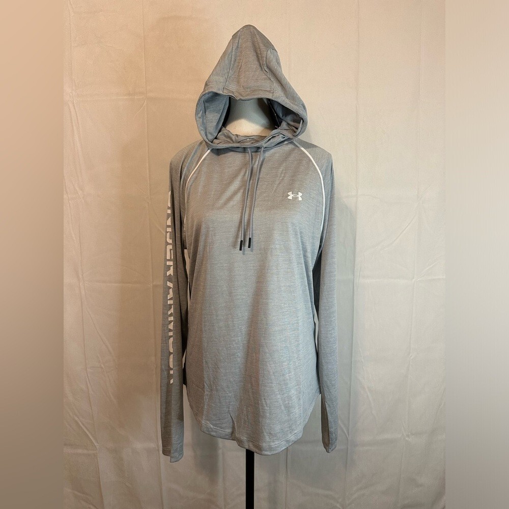 UA Under Armour Dry Fit Loose Women's Velocity Wordmark Hoodie - Grey Size XL thumbnail 6