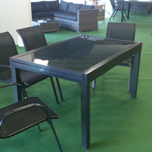 Ausziehtisch Glas Dunkelgrau Anthrazit Outdoor Geeignet Gartentisch 140 280x90 Ebay