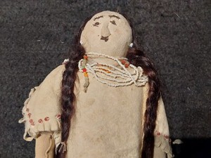 Antique Native America 19th Century? Leather Beaded Indian Doll