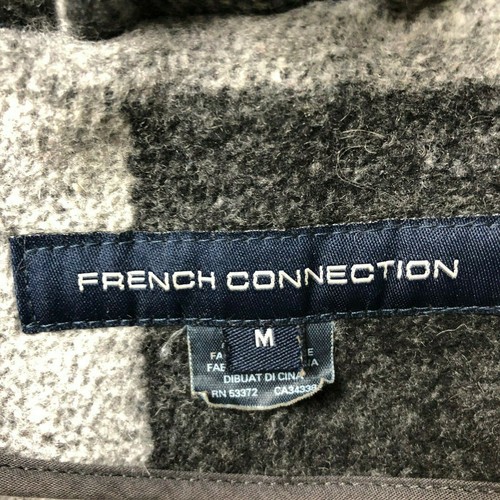 French Connection Women's Oversized Collar Jacket Open Front Gray Black sz M DB - Picture 5 of 12