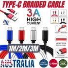 1M 2M 3M Braided USB Type C Data Fast Charger Cable For Samsung Huawei iPhone 17