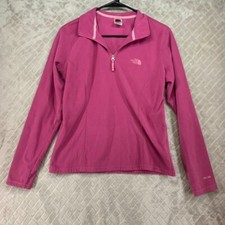The North Face Women M Fleece Sweatshirt Pink Classic 1/4 Zip Pull Over Athletic