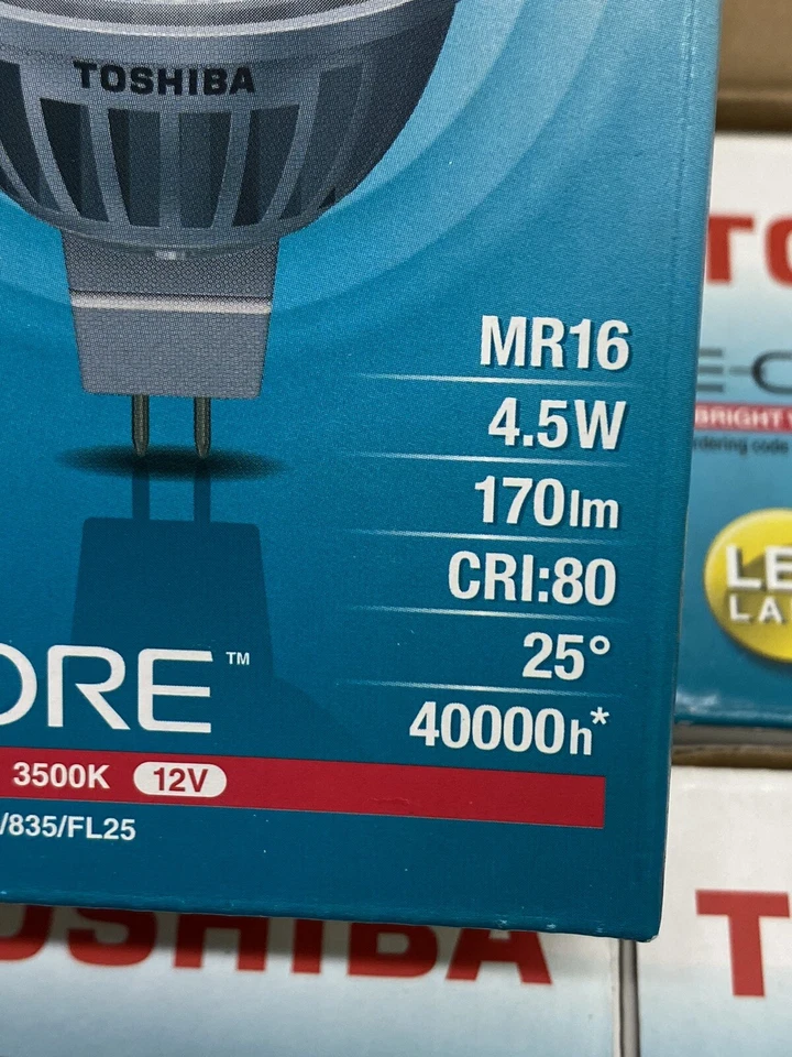 TOSHIBA 5MR16/835/FL25 MR16 LED Lamp 4.5w 3500K Bright White 12volt Set of 10 - Image 4 of 4