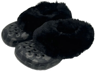 Crocs Mammoth Metallic Luxe Leopard Lined Clog Women's size 7