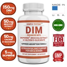 DIM Supplement - Hormone Balance & Estrogen Support for Men & Women | 60 Caps