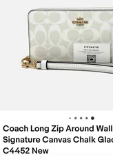 Coach C4452 Large Zip Around In Signature Canvas