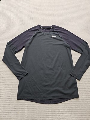 Nike Shirt Mens Small Gray Running Dri Fit Fitness Active