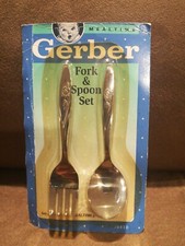 Gerber Vintage 1991 Stainless Solid Serving Mealtime Fork Spoon Set Sealed