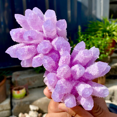Newly discovered purple phantom crystal quartz cluster