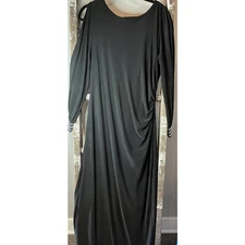 Long Sleeve MSK  Maxi Dress Black Special Occasion Embellished Cuff Evening Gown