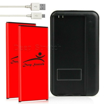2x 7220mAh Battery USB/AC Charger Cable f Samsung Galaxy Note 4 4G LTE N910F USA