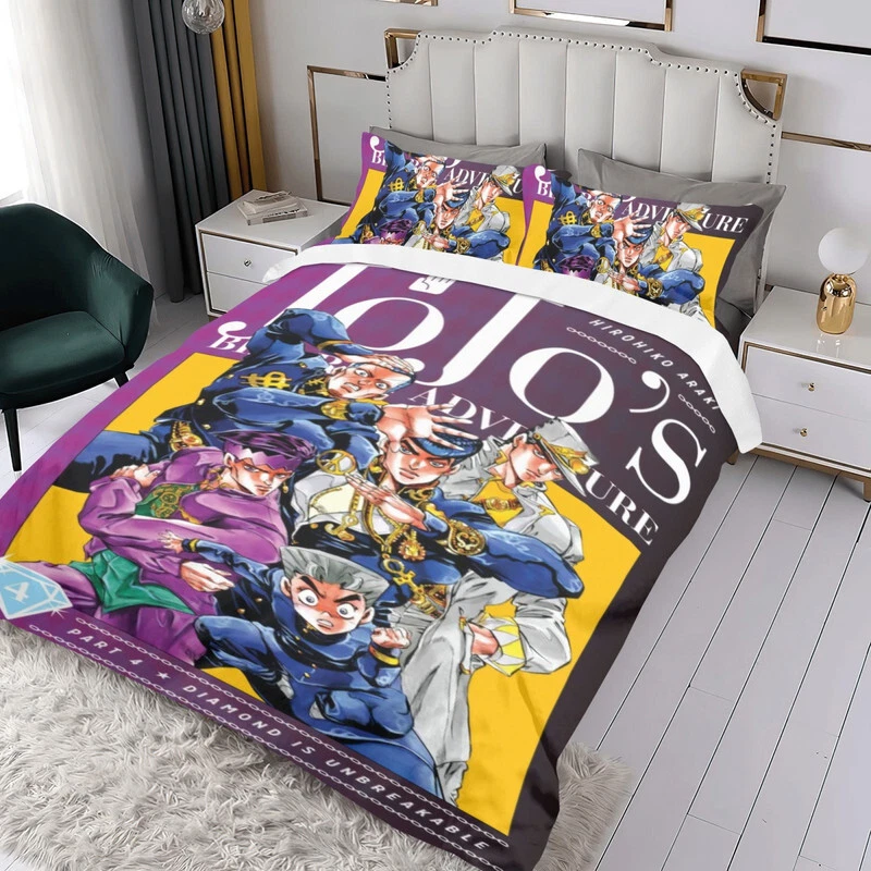 JoJo's Bizarre Adventure Bedding Set 3 Piece Duvet Cover Twin Bed Set for Kids