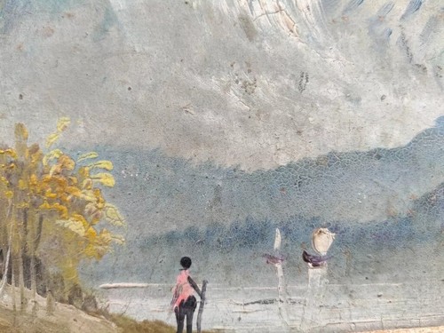 Hermoso paisaje hecho a mano pintura acrílica coleccionable enmarcado colgante de pared - Imagen 4 de 6