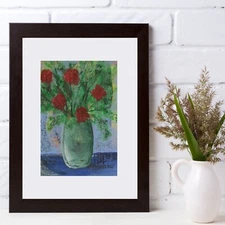 Floral Art Original Expressionist Flower 5x7 Painting Modern Texture Still Life
