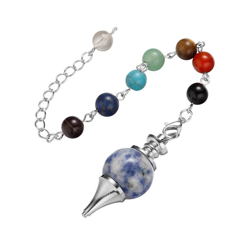 9 Stck. Pendel Wünschelrutengänger Heilung 18 mm Kristall Kugel Anhänger 7 Chakra Kette - Bild 8 von 12