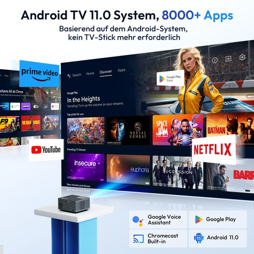 2024 NEU Beamer Projektor LCD 1080P 5G WiFi Bluetooth Android TV 4K HD Heimkino - Bild 6 von 17
