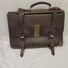 Vintage Korchmar Brown Belted Leather Briefcase Work Bag Made In USA Worn