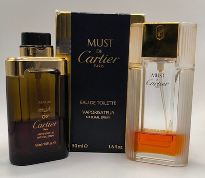 Vintage, Must de Cartier Eau de Toilette, Perfume 2 Bottles for Collectors 30ml