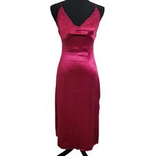 Urban Outfitters Pink Satin Lace Trim Midi Slip Dress Small Party Cocktail