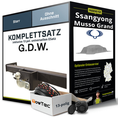 Anhängerkupplung starr für SSANGYONG Musso Grand +E-Satz NEU ABE PKW