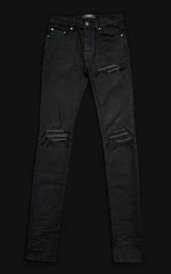 AUTHENTIC AMIRI MX1 BLACK PATCH distressed Skinny Stretch Denim