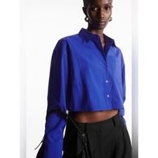 COS Cropped Poplin Shirt in Deep Blue
