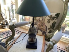 Wunderschöne, elegante,hochwertige Tischlampe, mit patiniertem Schirm! Top!!!