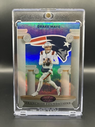 Drake Maye [Mirror Blue] #FFO-DME 2025 Panini Certified Franchise Foundations card