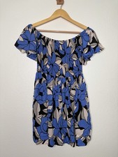 Free People Louise Blue Floral Smocked Off The Shoulder Mini Dress Size XS Boho