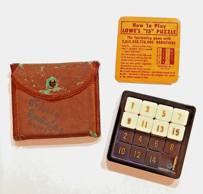 Lowe s 15 Tile Puzzle w/ Original Instructions & Case 1950s Vintage
