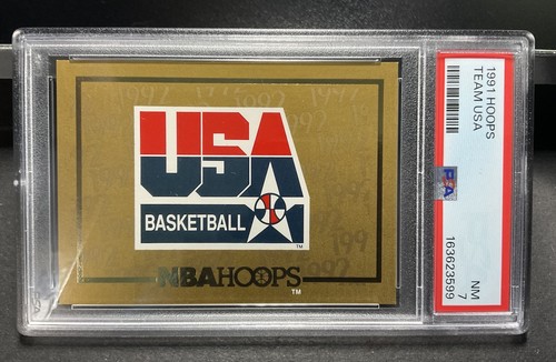 1991 NBA Hoops Dream Team USA Gold Card Jordan-Bird-Barkley PSA 7 Near Mint