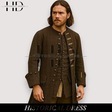 Men's 18th Century Regency Brown Wool Frock Coat Vest Colonial Military Tailcoat