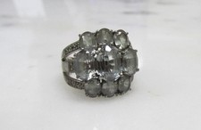 Light Blue Stones Sterling Silver Ring w/ Clear Stone Accents  6.3g  6-D629