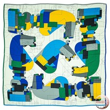 HERMES Carre 140 Echec au Roi Checkmate Scarf 137cm x 140cm Cashmere Silk White