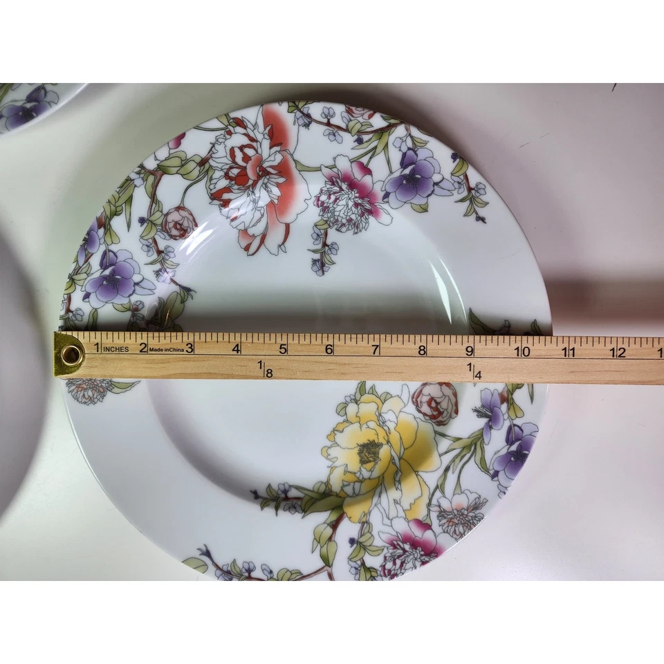 Platos de cena Charter Club Blossom amarillo púrpura floral vid 10,75" - Juego de 3 Foto 3 de 4