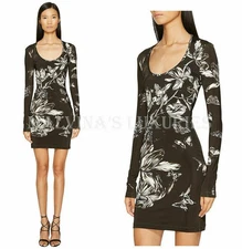JUST CAVALLI BY ROBERTO CAVALLI DRESS TULIP HEAVEN LONG SLEEVE $595 IT 44 US 8